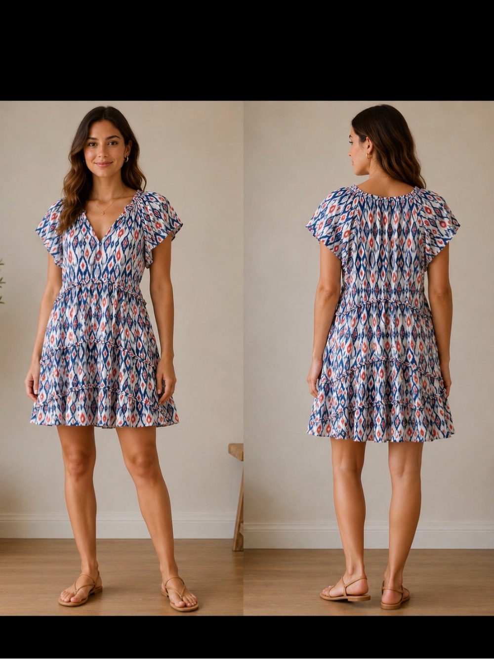 ANTHROPOLOGIE red, white,and blue short sleeve dress size S